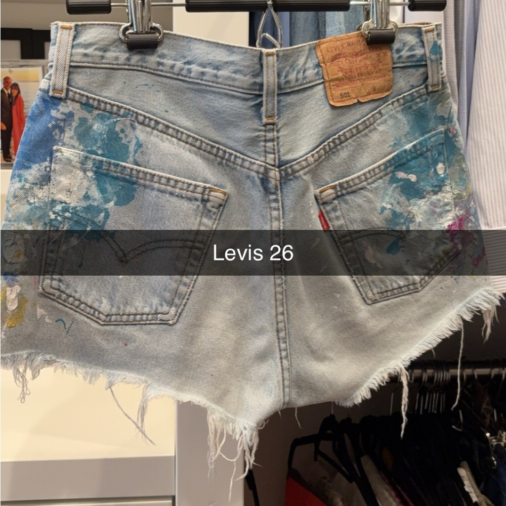 Levis hand painted jean shorts